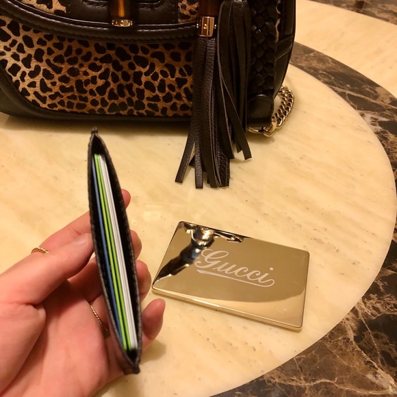 Auth New Gucci Square Mirror with Leather Case (Card Holder) - Picture 9 of 10